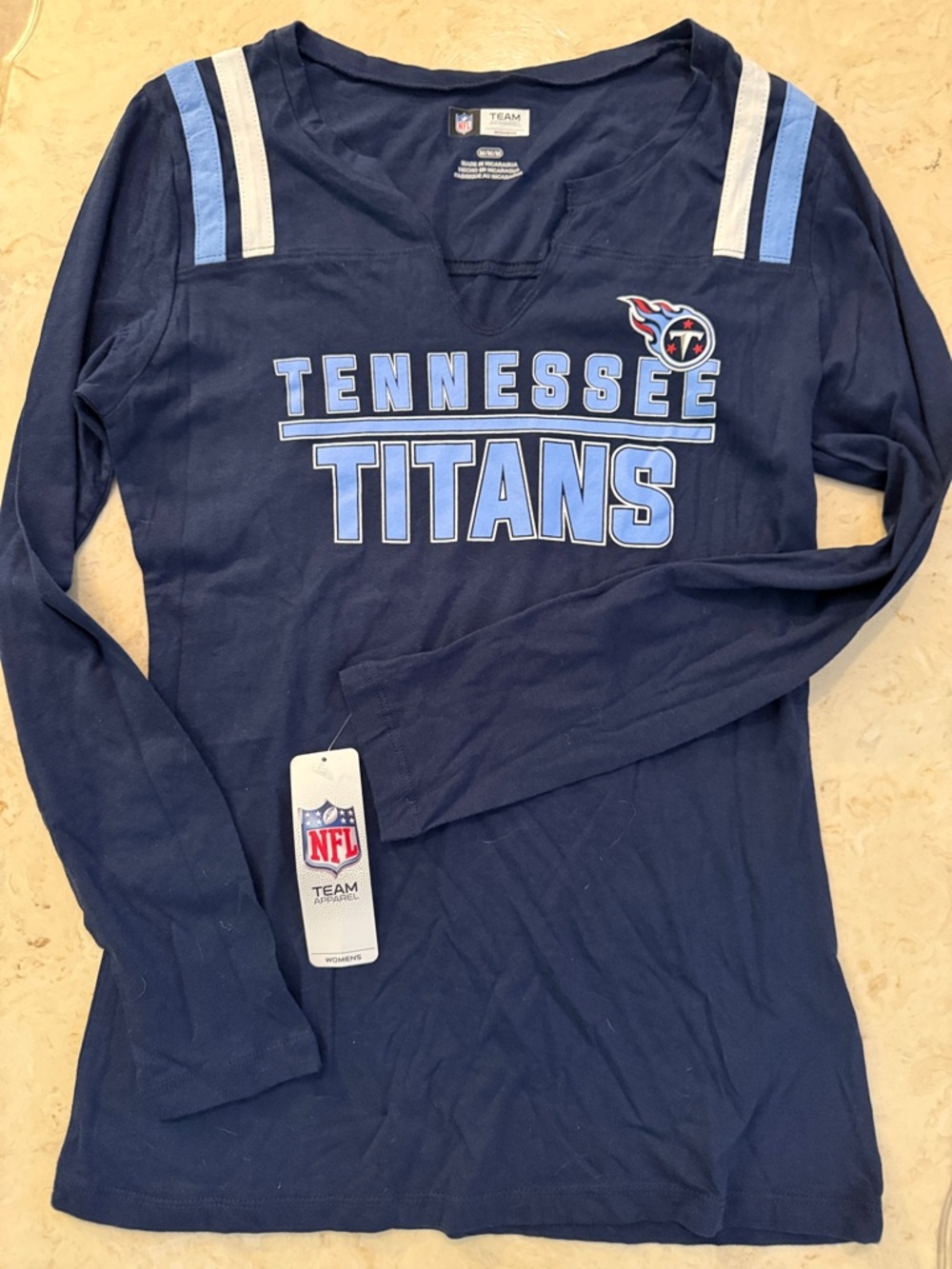 NFL Tennessee Titans Navy Long Sleeve Women’s Tee with Light Blue Accents